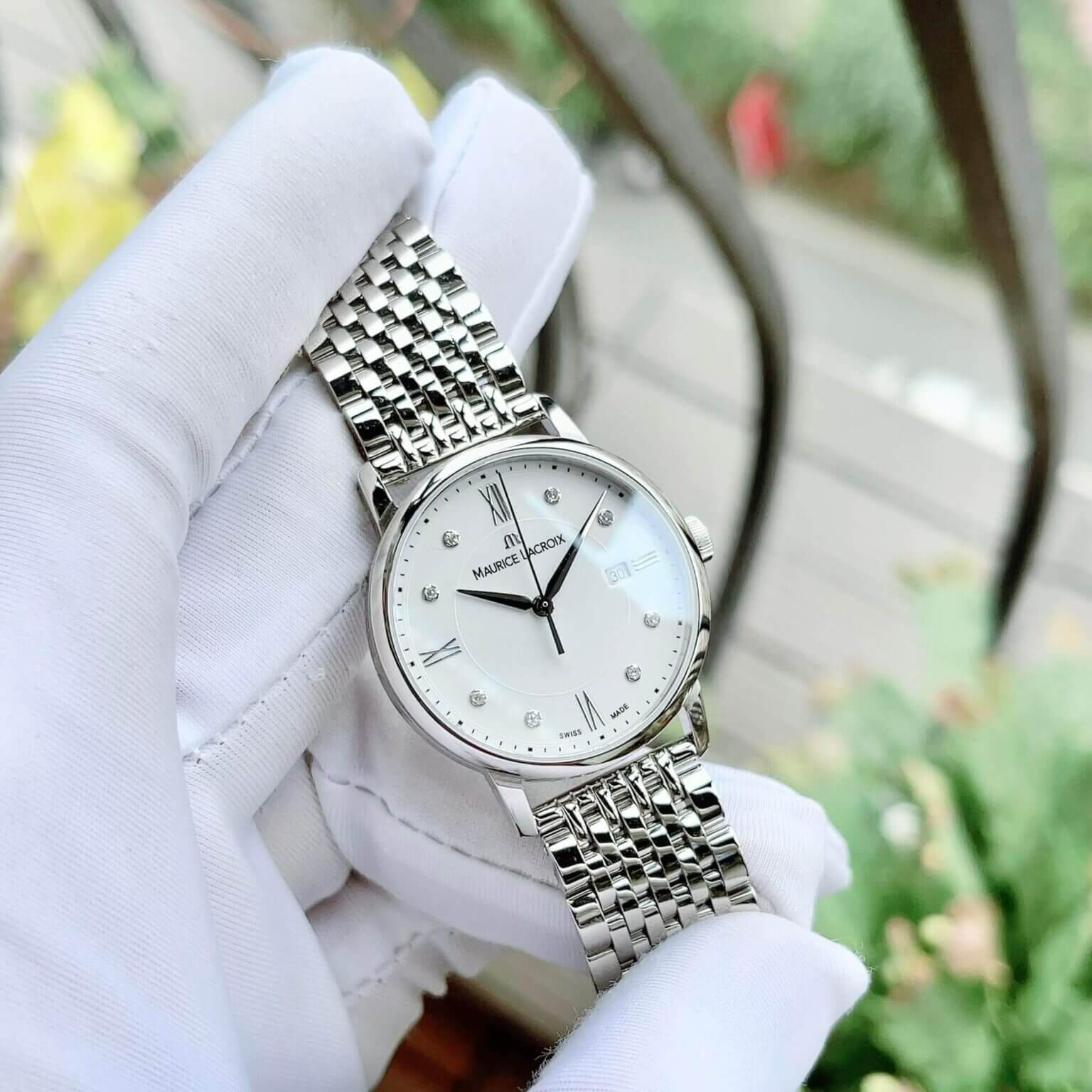  Shop Authentic Maurice Lacroix Eliros Date White Dial Silver Steel Strap Watch for Women - EL1094-SS002-150-1 - Luxxuri