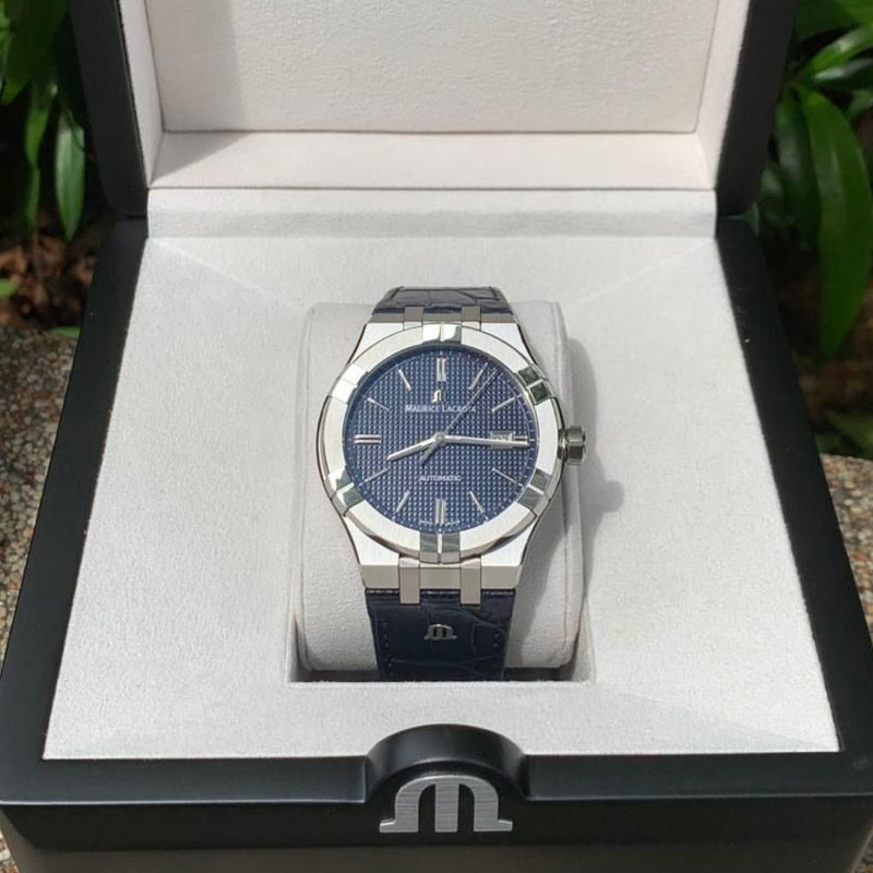  Shop Authentic Maurice Lacroix Aikon Automatic Blue Dial Blue Leather Strap Watch For Men - AI6008-ss001-430-1 - Luxxuri