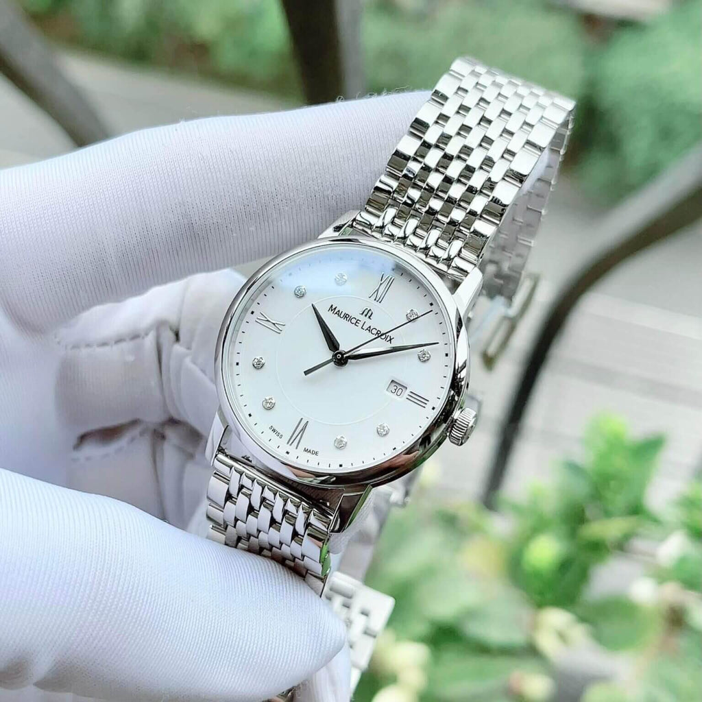  Shop Authentic Maurice Lacroix Eliros Date White Dial Silver Steel Strap Watch for Women - EL1094-SS002-150-1 - Luxxuri