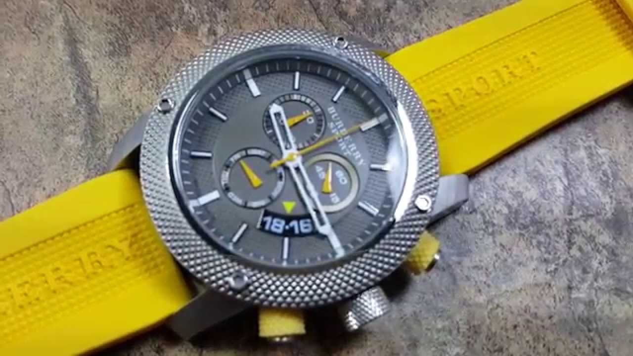  Shop Authentic Burberry Sport Chronograph Grey Dial Yellow Rubber Strap Watch for Men - BU7712 - Luxxuri
