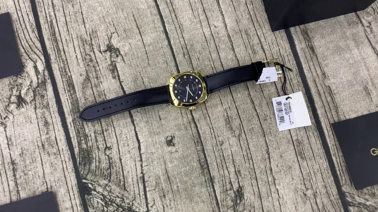  Shop Authentic Gucci GG2570 Black Dial Black Leather Strap Watch For Men - YA142310 - Luxxuri