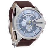  Shop Authentic Diesel Mega Chief Light Blue Dial Brown Leather Strap Watch For Men - DZ4281 - Luxxuri
