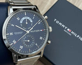  Shop Authentic Tommy Hilfiger Weston Chronograph Blue Dial Silver Mesh Bracelet Watch For Men - 1710504 - Luxxuri