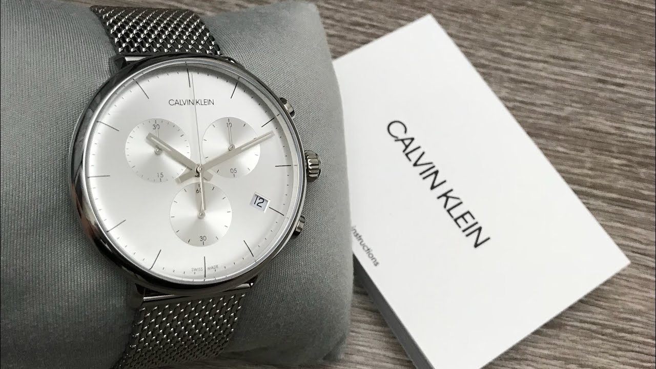  Shop Authentic Calvin Klein High Noon Silver Dial Silver Mesh Bracelet Watch for Men - K8M27126 - Luxxuri