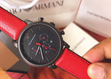  Shop Authentic Emporio Armani Luigi Chronograph Black Dial Red Leather Strap Watch For Men - AR1971 - Luxxuri