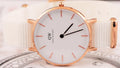  Shop Authentic Daniel Wellington Classic Petite Dover White Dial White Nylon Strap Watch For Women - DW00100311 - Luxxuri