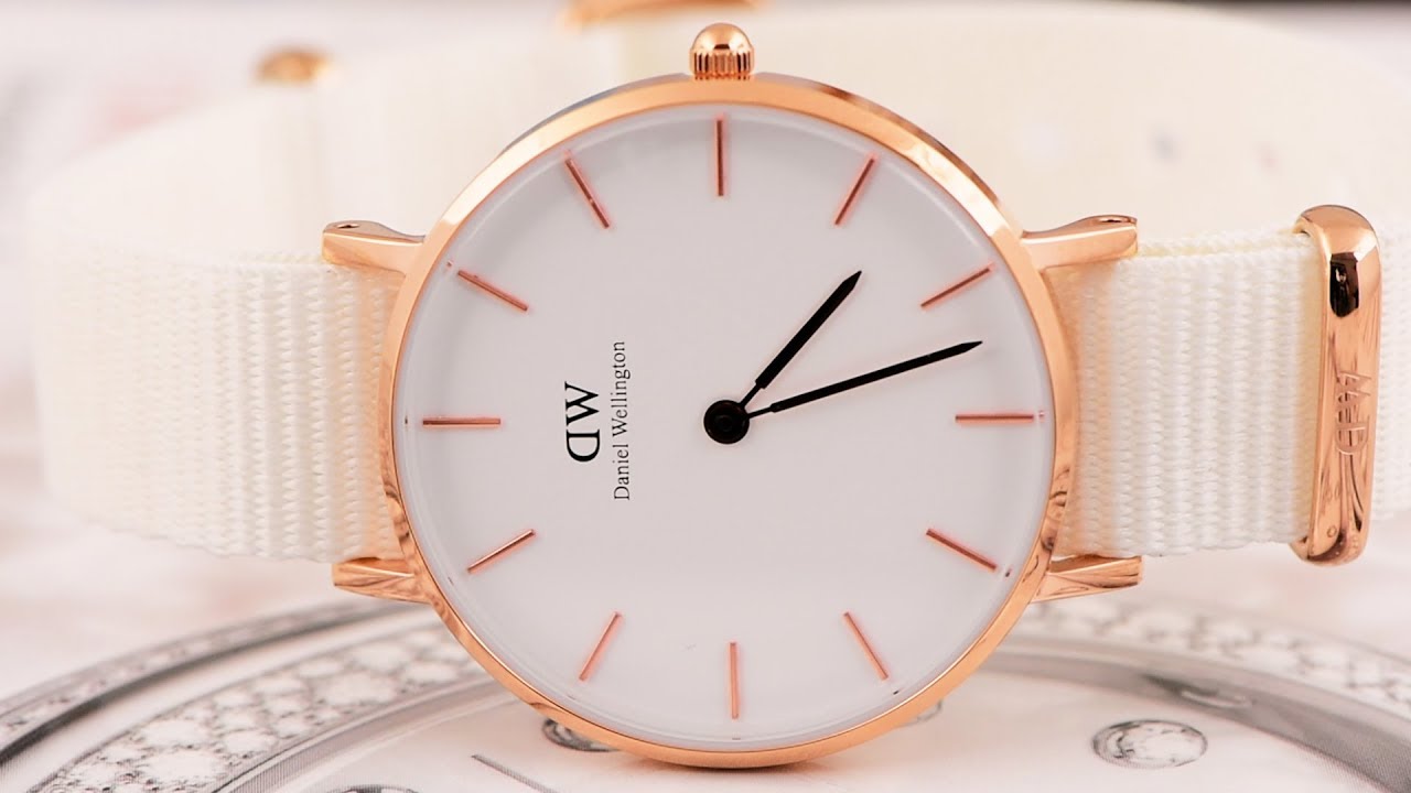  Shop Authentic Daniel Wellington Classic Petite Dover White Dial White Nylon Strap Watch For Women - DW00100311 - Luxxuri