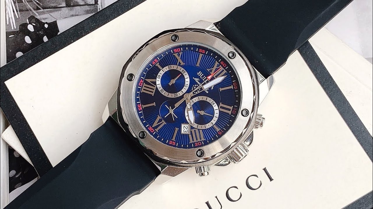  Shop Authentic Bulova Marine Star Blue Dial Black Silicone Strap Watch for Men - 98B258 - Luxxuri