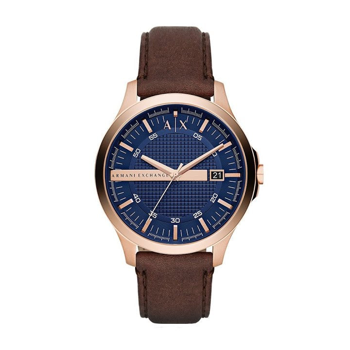 Shop Authentic Armani Exchange Hampton Chronograph Blue Dial Brown Leather Strap Watch For Men - AX2172 - Luxxuri