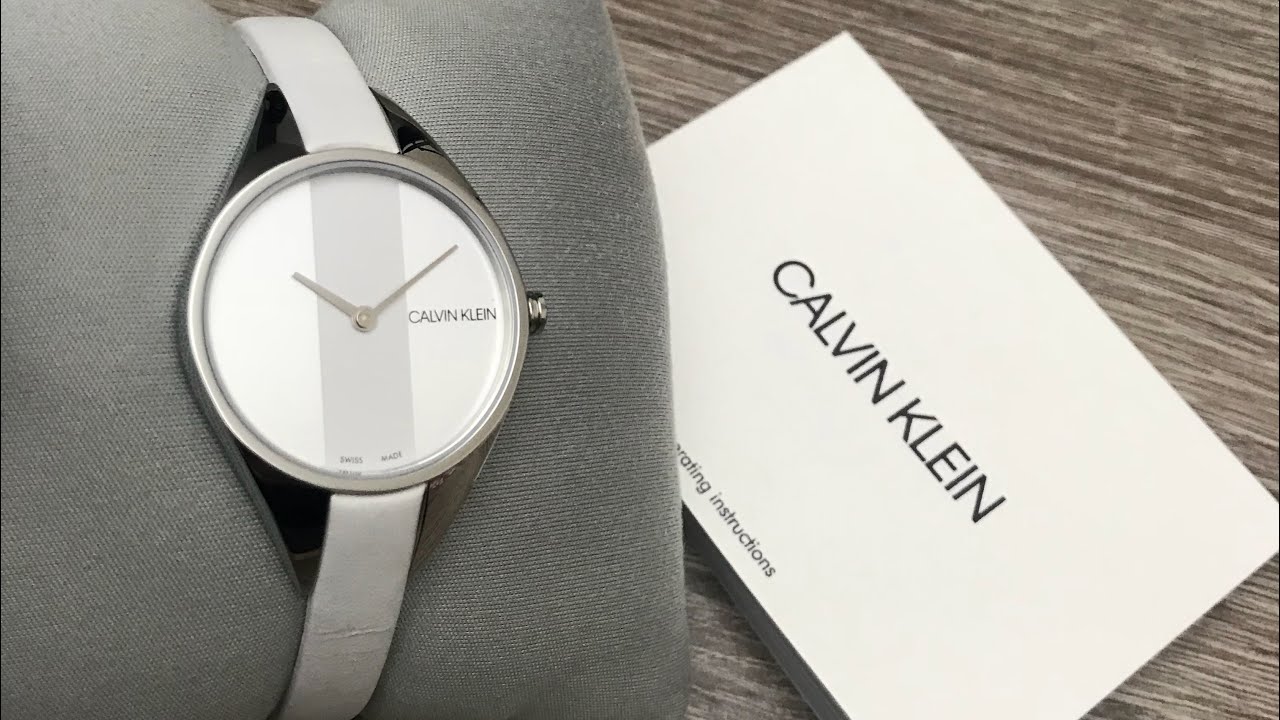  Shop Authentic Calvin Klein Rebel White Dial White Leather Strap Watch for Women - K8P231L6 - Luxxuri
