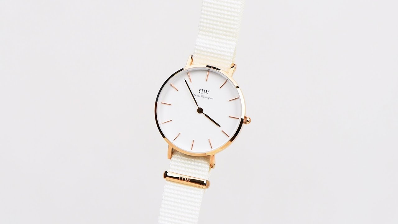 Daniel Wellington Classic Petite Dover White Dial White Nylon Strap Watch For Women - DW00100311