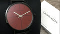  Shop Authentic Calvin Klein Even Maroon Dial Black Leather Strap Watch for Men - K7B214CP - Luxxuri
