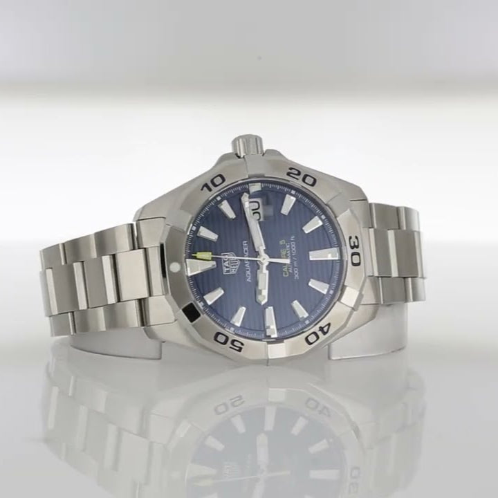  Shop Authentic Tag Heuer Aquaracer Automatic Blue Dial Silver Steel Strap Watch for Men - WBD2112.BA0928 - Luxxuri