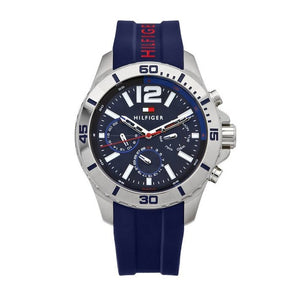  Shop Authentic Tommy Hilfiger Nolan Chronograph Blue Dial Blue Rubber Strap Watch for Men - 1791142 - Luxxuri