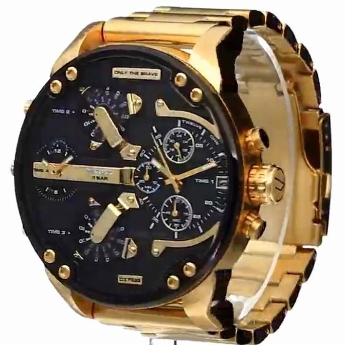  Shop Authentic Diesel Mr Daddy 2.0 Black Dial Gold Stainless Steel Watch For Men - DZ7333 - Luxxuri