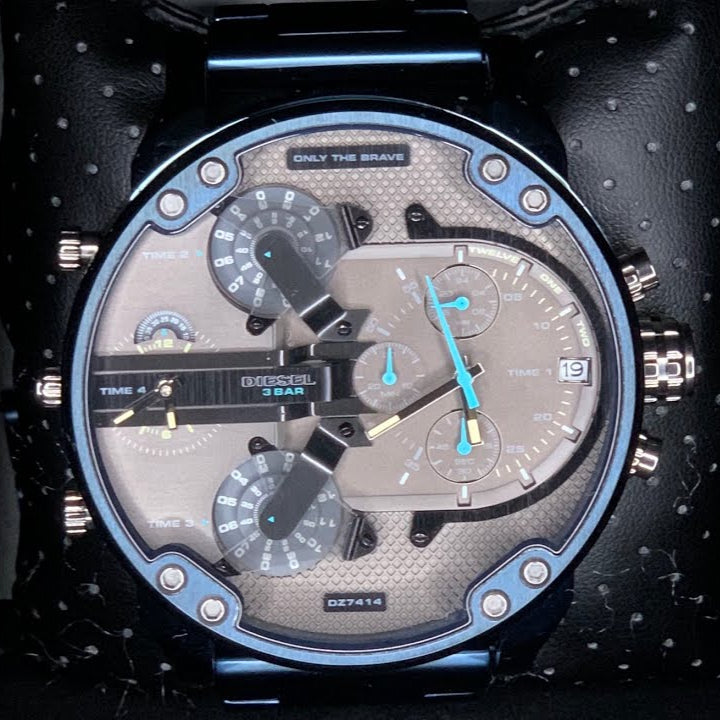  Shop Authentic Diesel Daddy 2.0 Chronograph Quartz Grey Dial Blue Steel Strap Watch For Men - DZ7414 - Luxxuri