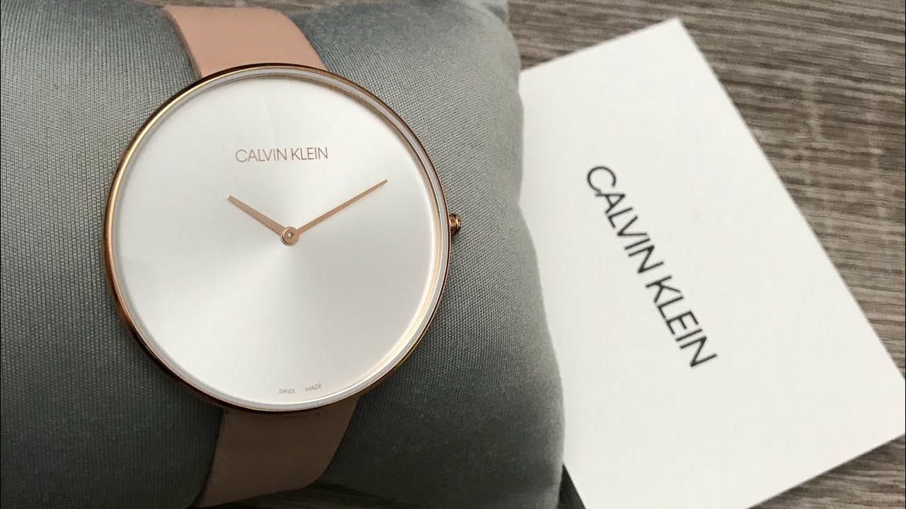 Calvin Klein Full Moon Silver Dial Pink Leather Stap Watch for Women - K8Y236Z6