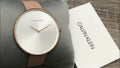  Shop Authentic Calvin Klein Full Moon Silver Dial Pink Leather Stap Watch for Women - K8Y236Z6 - Luxxuri