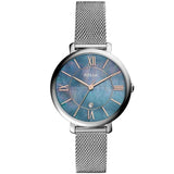  Shop Authentic Fossil Jacqueline Mother of Pearl Blue Dial Silver Mesh Strap Watch for Women - ES4322 - Luxxuri