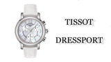  Shop Authentic Tissot Dressport Chronograph Mother of Pearl Dial White Leather Strap Watch for Women - T050.217.17.117.00 - Luxxuri