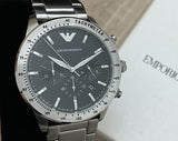  Shop Authentic Emporio Armani Mario Chronograph Black Dial Silver Steel Strap Watch For Men - AR11241 - Luxxuri