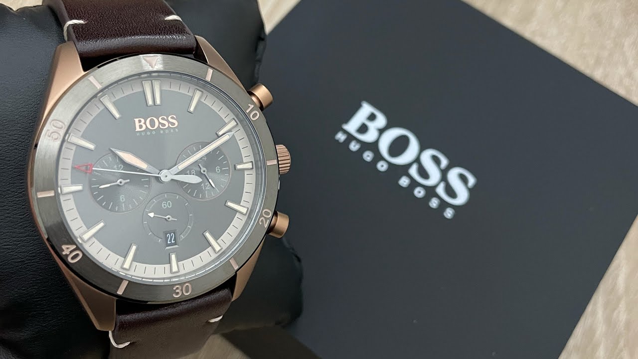  Shop Authentic Hugo Boss Grand Prix Grey Dial Brown Leather Strap Watch for Men -  1513476 - Luxxuri