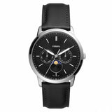  Shop Authentic Fossil Neutra Minimalist Moonphase Black Dial Black Leather Strap Watch for Men - FS5904 - Luxxuri