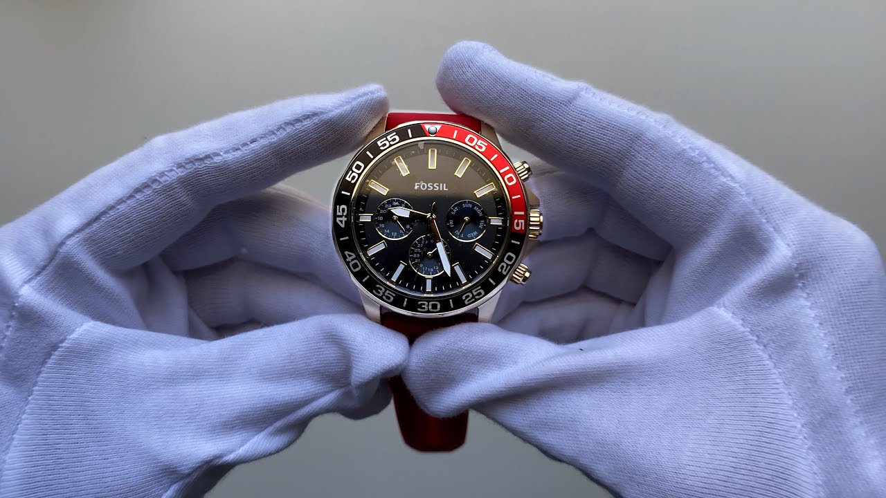  Shop Authentic Fossil Bannon Multifunction Black Dial Red Silicone Strap Watch for Men - BQ2499 - Luxxuri