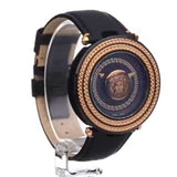 Shop Authentic Versace V Metal Icon Black Dial Black Leather Strap Watch For Men - VQL020015 - Luxxuri