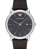  Shop Authentic Emporio Armani Luigi Quartz Gray Dial Brown Leather Strap Watch For Men - AR1996 - Luxxuri