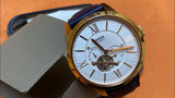  Shop Authentic Fossil Townsman Automatic White Dial Navy Blue Leather Strap Watch for Men - ME3171 - Luxxuri