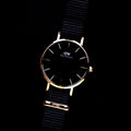  Shop Authentic Daniel Wellington Petite Cornwall Black Dial Black Nylon Strap Watch for Women - DW00100247 - Luxxuri