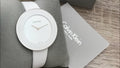  Shop Authentic Calvin Klein Chic White Dial White Leather Strap Watch for Women - K7N23TK2 - Luxxuri