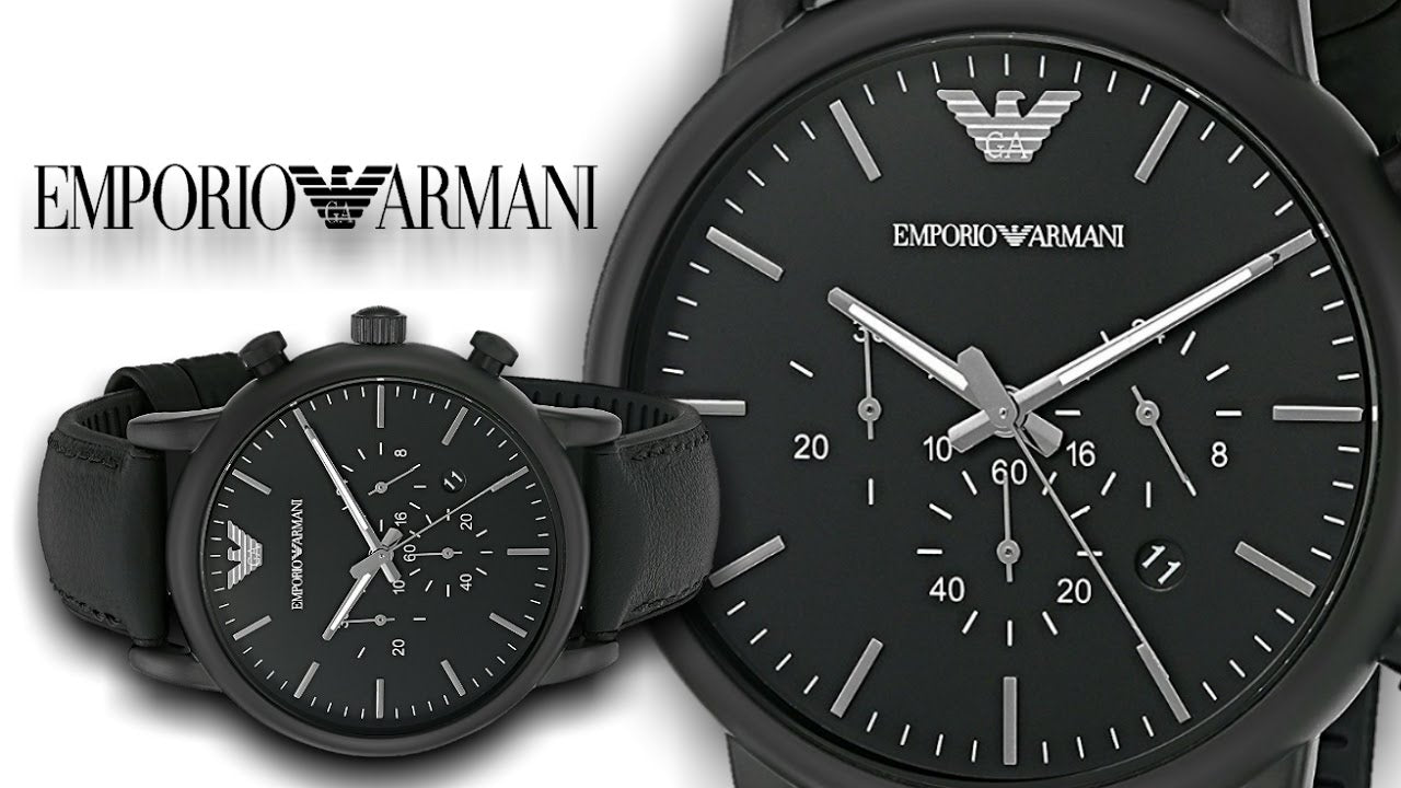  Shop Authentic Emporio Armani Luigi Chronohraph Black Dial Black Leather Strap Watch For Men - AR1970 - Luxxuri