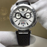  Shop Authentic Versace Aion Chronograph White Dial Brown Leather Strap Watch for Men - VBR010017 - Luxxuri