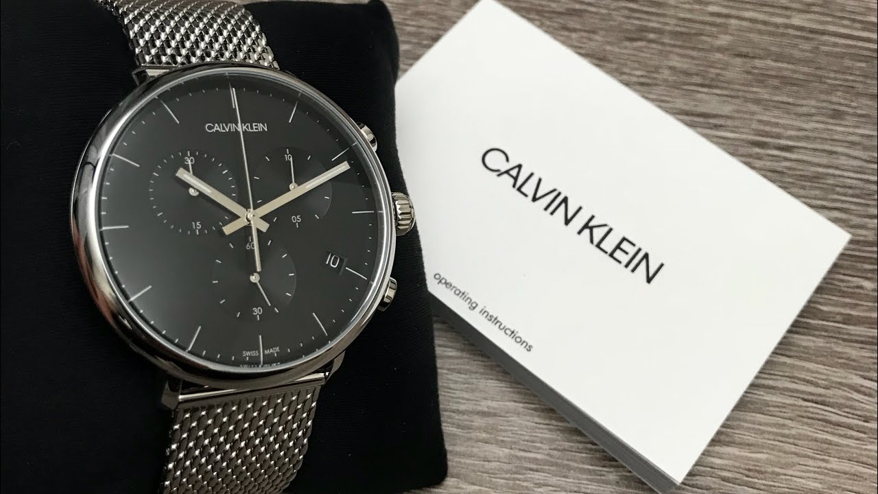  Shop Authentic Calvin Klein High Noon Chronograph Black Dial Silver Mesh Bracelet Watch for Men - K8M27121 - Luxxuri