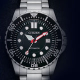  Shop Authentic Citizen Mechanical Black Dial Silver Steel Strap Watch For Men - NJ0120-81E - Luxxuri