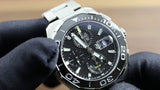  Shop Authentic Tag Heuer Aquaracer Quartz Chronograph Black Dial Silver Steel Strap Watch for Men - CAY111A.BA0927 - Luxxuri