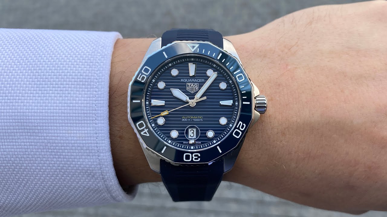  Shop Authentic Tag Heuer Aquaracer Professional 300 Automatic Blue Dial Blue Rubber Strap Watch for Men - WBP201B.FT6198 - Luxxuri
