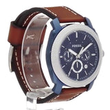  Shop Authentic Fossil Machine Chronograph Blue Dial Brown Leather Strap Watch for Men - FS5232 - Luxxuri