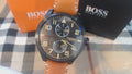  Shop Authentic Hugo Boss Aeroliner Maxx Chronograph Black Dial Brown Leather Strap Watch For Men - 1513082 - Luxxuri