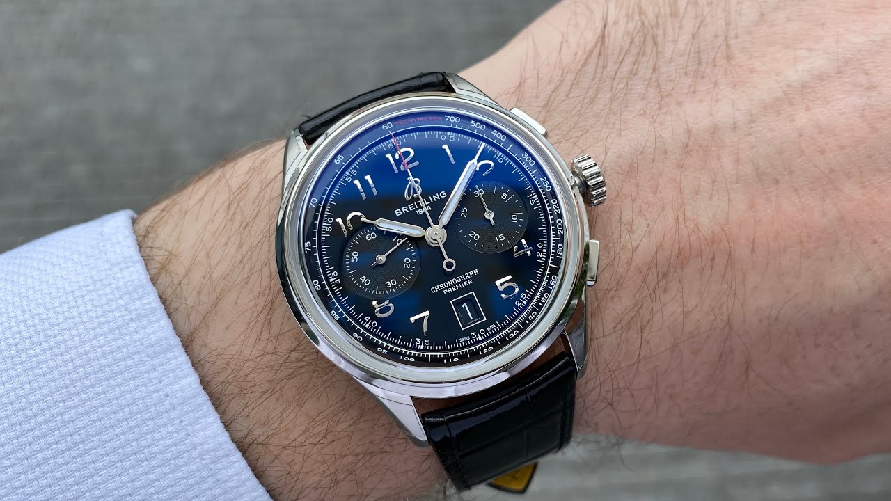  Shop Authentic Breitling Premier B01 Chronograph 42 Black Dial Black Leather Strap Watch for Men - AB0145221B1P1 - Luxxuri