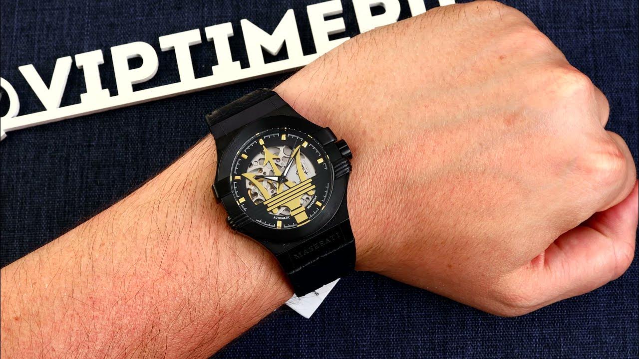  Shop Authentic Maserati Potenza Automatic Black Dial Black Leather Strap Watch For Men - R8821108036 - Luxxuri