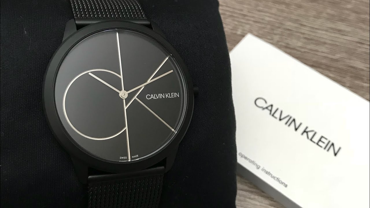  Shop Authentic Calvin Klein Minimal Black Dial Black Mesh Bracelet Watch for Men - K3M514B1 - Luxxuri