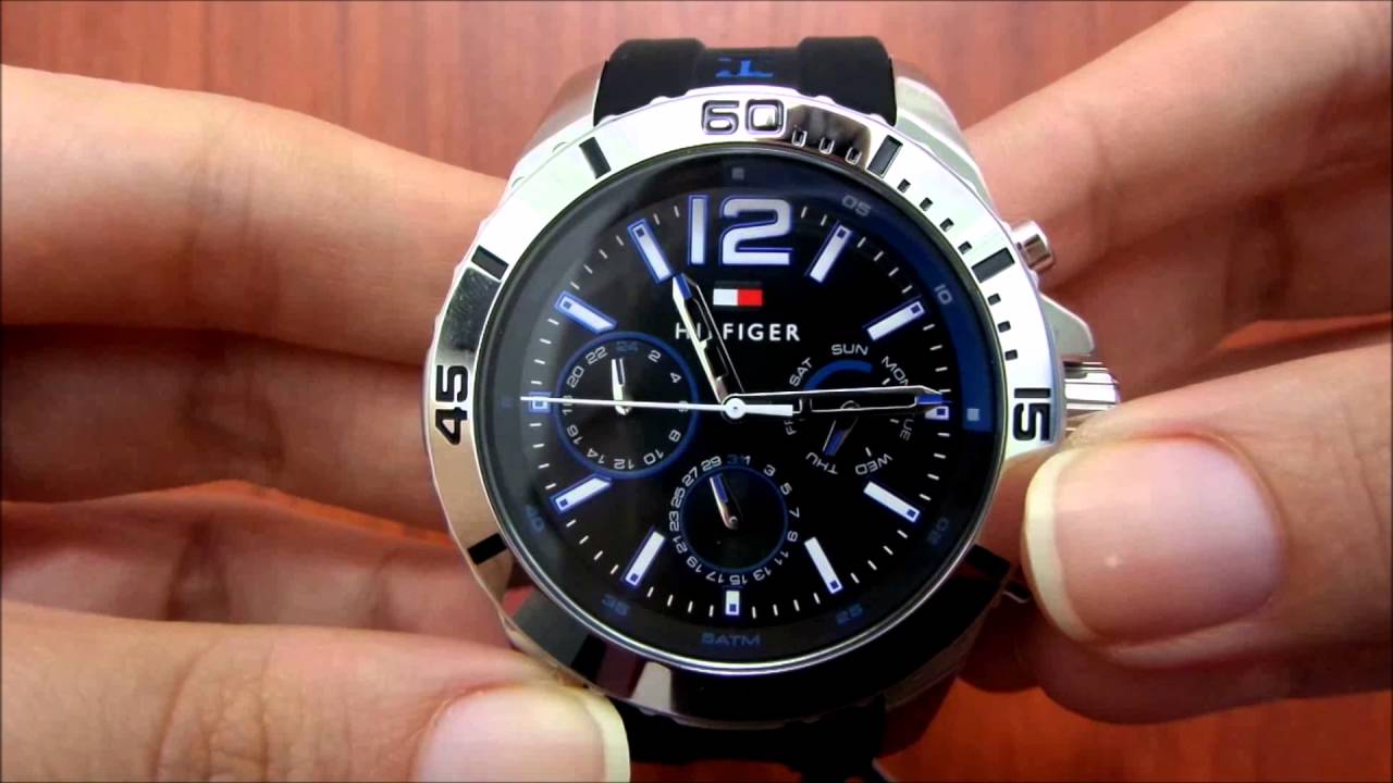  Shop Authentic Tommy Hilfiger Sport Multifunction Black Dial Black Rubber Strap Watch for Men - 1791143 - Luxxuri