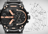  Shop Authentic Diesel Big Daddy Black Dial Black Steel Strap Watch For Men - DZ7312 - Luxxuri