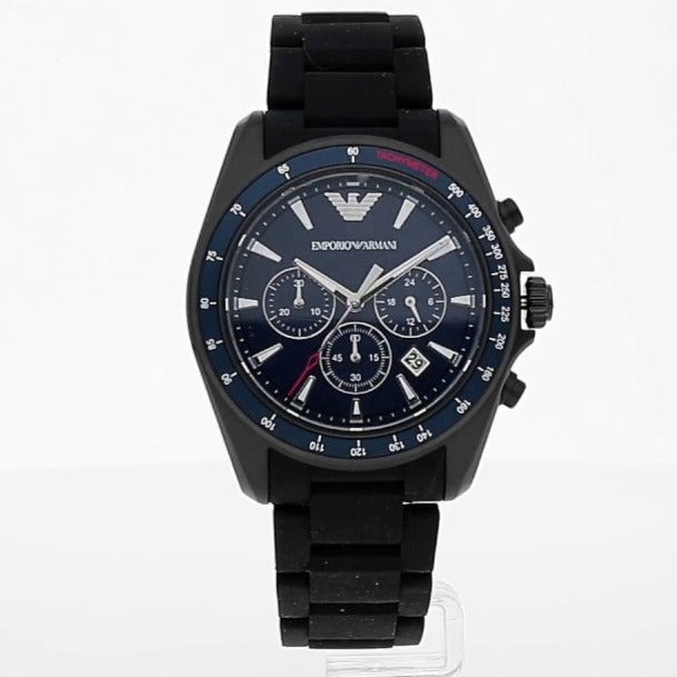  Shop Authentic Emporio Armani Sigma Chronograph Blue Dial Black Silicone Strap Watch For Men - AR6121 - Luxxuri