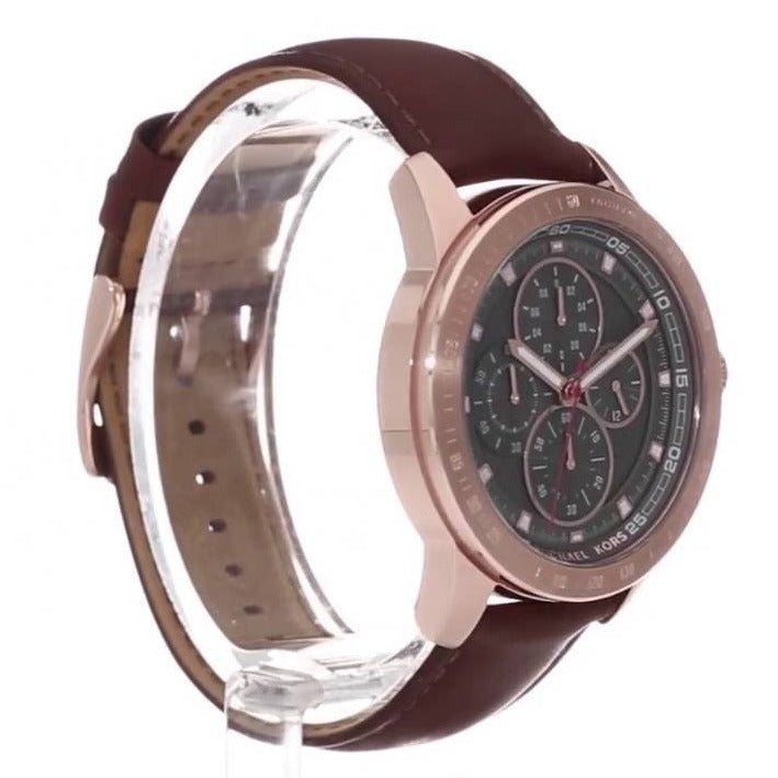  Shop Authentic Michael Kors Ryker Analog Gray Dial Brown Leather Strap Watch For Men - MK8519 - Luxxuri