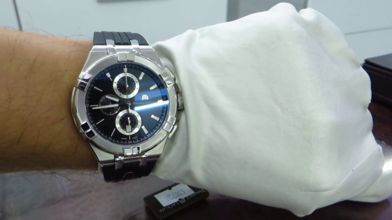  Shop Authentic Maurice Lacroix Aikon Chronograph Black Dial Black Leather Strap Watch for Men - AI1018-SS001-330-2 - Luxxuri