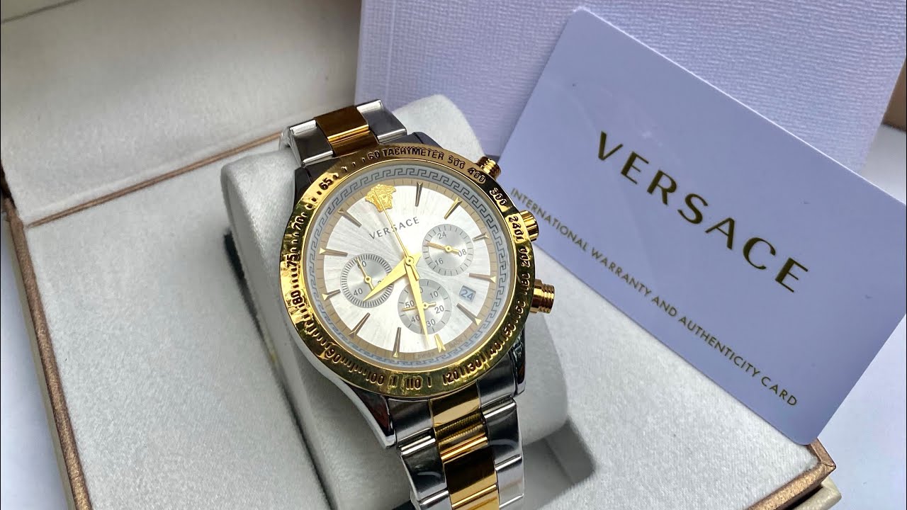  Shop Authentic Versace Classic Chronograph Quartz Silver Dial Two Tone Steel Strap Watch For Men - VEV700519 - Luxxuri